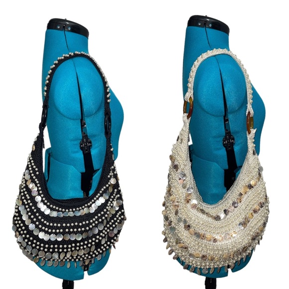 Set of Two Small Y2K Boho Shell Beaded Shoulder Bag - Picture 1 of 7